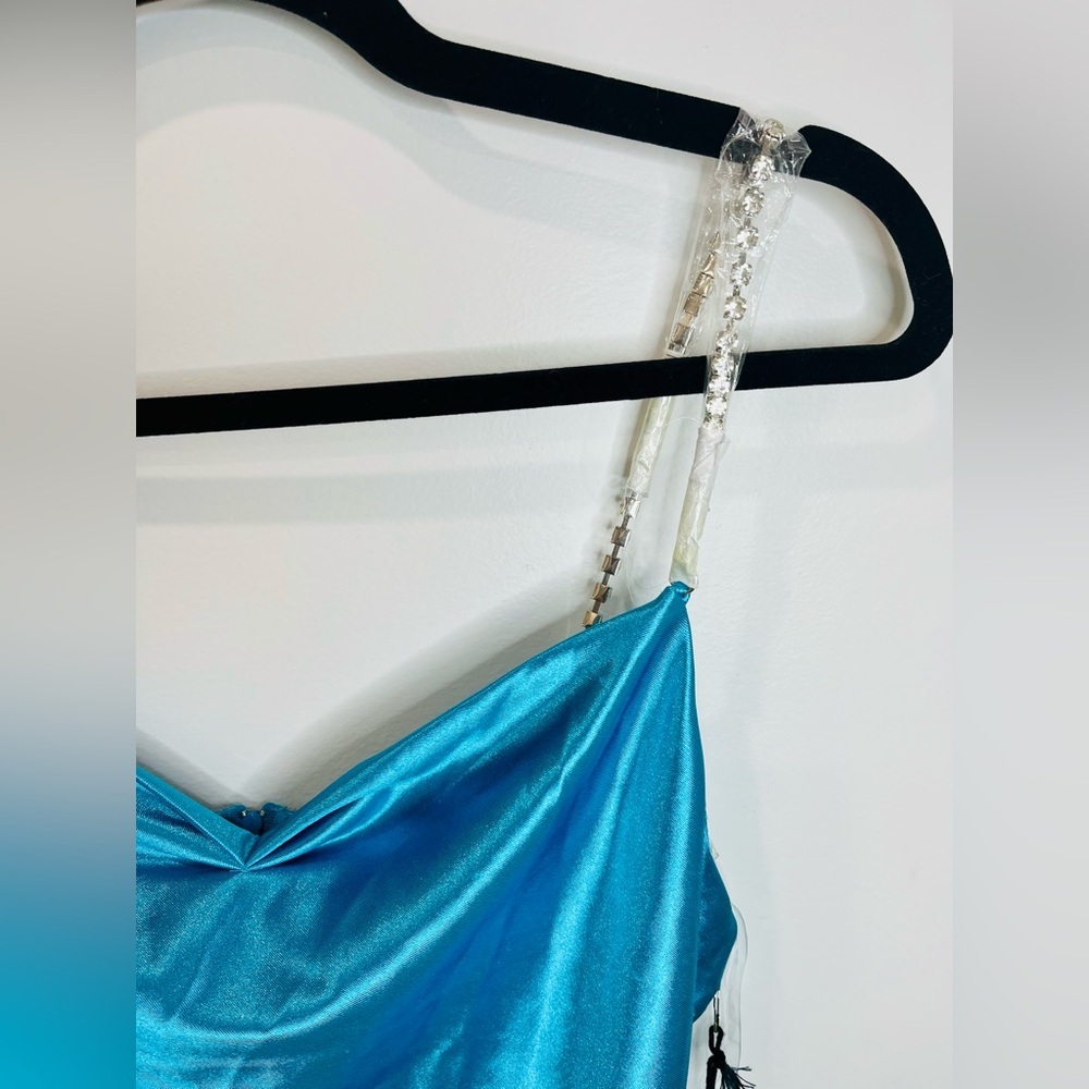 Crystal Sky• Women’s Sweetheart Blue Rhinestones Strap Dress SIZE MEDIUM NWT - Picture 5 of 11